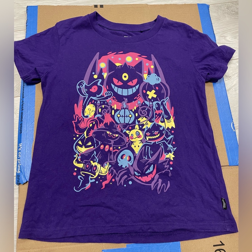 Pokemon Ghost Gengar Uniqlo Mimikyu Haunter Purple T-Shirt Top XS - Picture 9 of 11